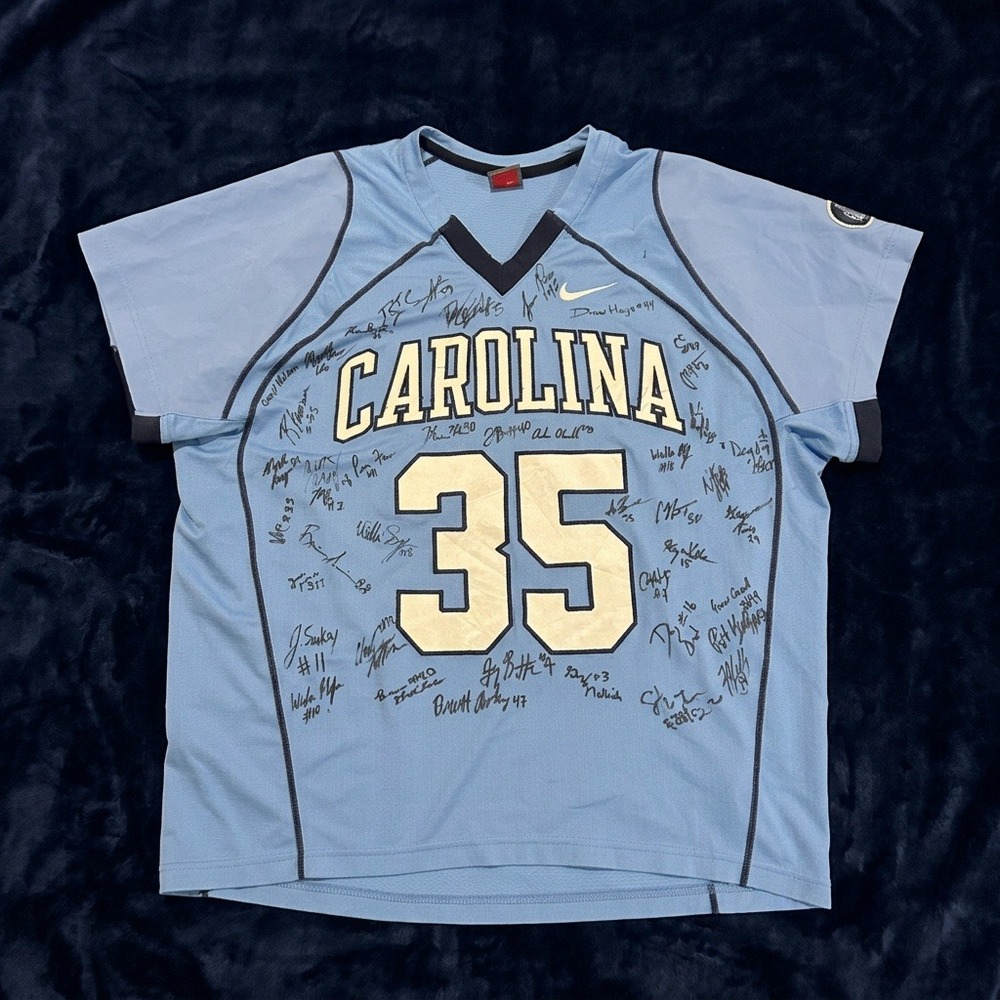 Nike Team North Carolina Tar Heels #35 Lacrosse Jersey Autographed Mens XXL UNC